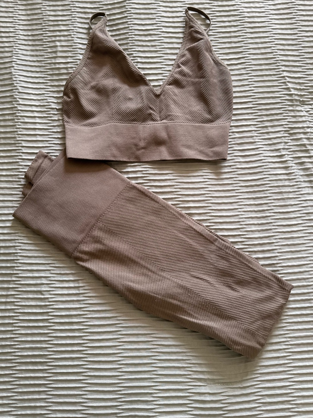 Bozzolo Ribbed Two-Piece Set in Taupe
